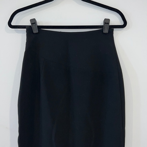 Black Halo Juma Black Asymmetrical Faux Wrap Pencil Tailored Skirt size 0 fits S - Picture 9 of 15